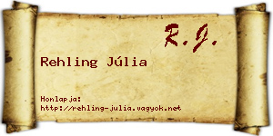 Rehling Júlia névjegykártya